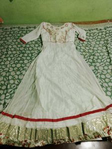Elegant White Embroidered Anarkali Gown