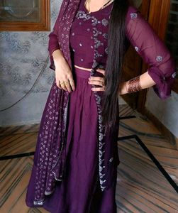 hand work 4 piece wine colour dress