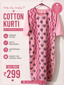 Pretty Pink Cotton Kurti