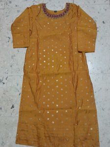 Embroidered Kurta Mustard