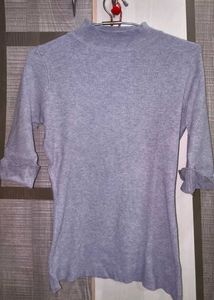 Stylish Grey Mock Neck Sweater