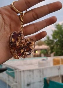 Heart Resin Keychain with Dried Flowers