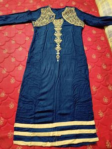 Blue Embroidered Kurta. Can Be Worn By 32, 34, 36 Bust.