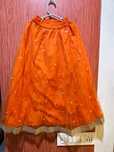 kids pink orange lehenga set
