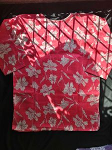 Floral Print Pink Kurta