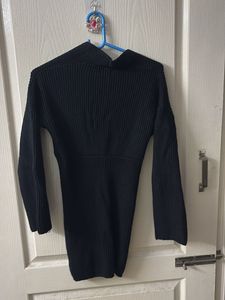 Woollen Mini Black Dress