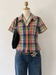 🤎📀 Y2K Vintage Plaid Button-Up Shirt 📀🤎