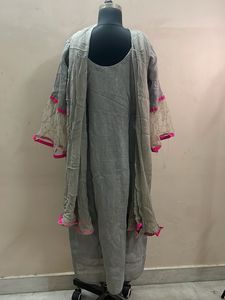 Elegant Grey Kurta Set with Dupatta