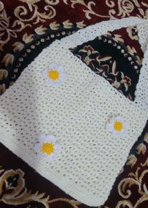 Handmade Crochet Daisy Tote Bag