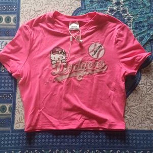 Y2k Hello Kitty Dodgers Crop Top