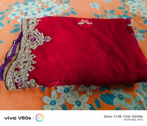 Beautiful Red Embroidered Saree