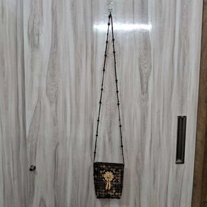 Unique Wood Beaded Crossbody Bag