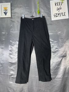 Women's Black cot rise Wide-Leg Trousers
