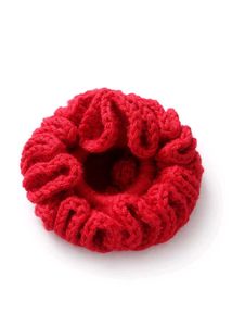 Ruffled Red Crochet Hair Scrunchie