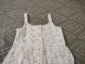 Cream Floral Print Midi Dress