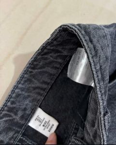 charcoal Wide Leg Denim Jeans