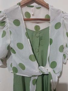 Green Polka Dot Dress &amp; Shrug