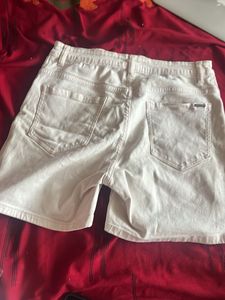 projective Light Wash Denim Shorts baby pink colou