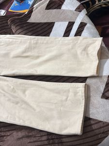 Cream Wide Leg Jeans