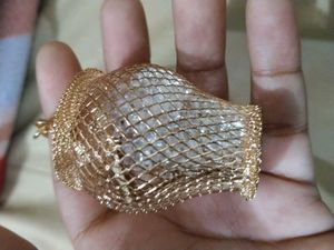 Gold Mesh Keychain with Crystal Accent