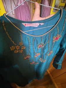 Elegant Teal Kurta with Embellishments