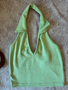 Green Halter Neck Backless Top