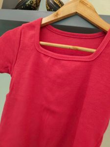 Cute Red Square Neck Top