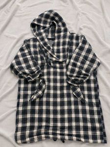 Em Polham Hooded Plaid Longline Shacket