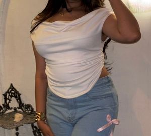 Chic Off-Shoulder Ruched White Top