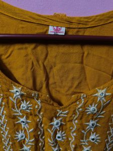🎀150rs SALE🎀Mustard Yellow Embroidered K