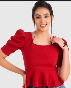 Stylish Red Peplum Top