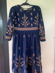 Elegant Navy Embroidered Gown