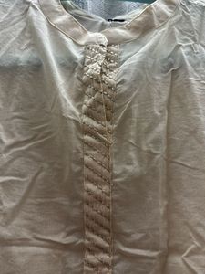 Elegant Cream Gotapatti Kurta with Gold Embroidery