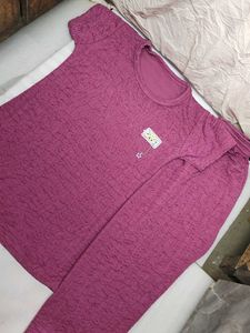 Cozy Textured Pink Nightsuit Set