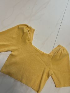Yellow Puff Sleeve Crop Top