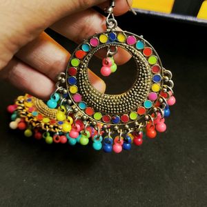 Beautiful Ethnic Golden Multibead Earring