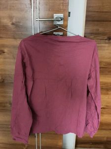 Burgundy Long Sleeve Casual T-Shirt