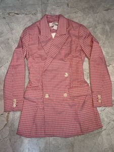 Red checkered long coat