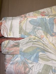 linen-cotton Floral Print Button-Up Shirt