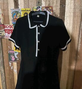 Classic Black & White Trim Dress