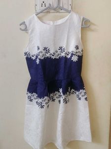 Chic White & Blue Floral Dress