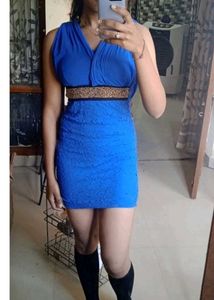 Two Blue And Maroon Red Bodycon Dress Combo
