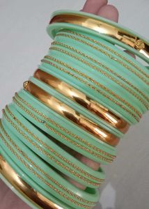 Elegant Mint &amp; Gold Bangles
