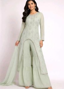 Elegant Lime Green Embroidered Kurta Set XL