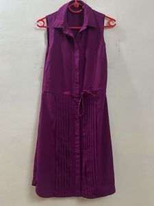Tommy Hilfiger Sleeveless Purple Pleated Dress