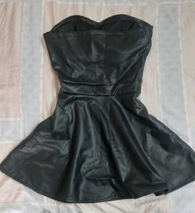 Black faux leather tube dress