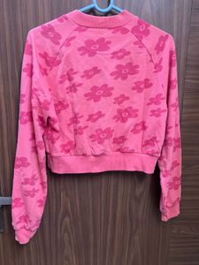 Pink Floral Cropped Sweatshirt