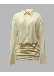 Cream Ruched Mini Dress