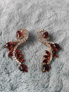 Red Gemstone Statement Earrings