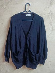 Navy Blue V-Neck Cardiga Oversized